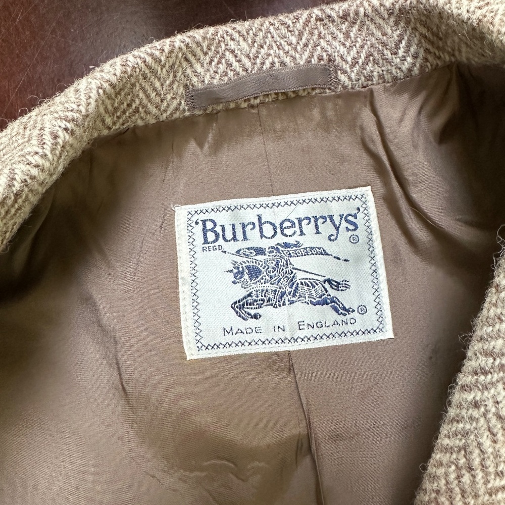 Vintage Burberrys Harris Tweed Jacket Beige Tan Small - Picture 3 of 16